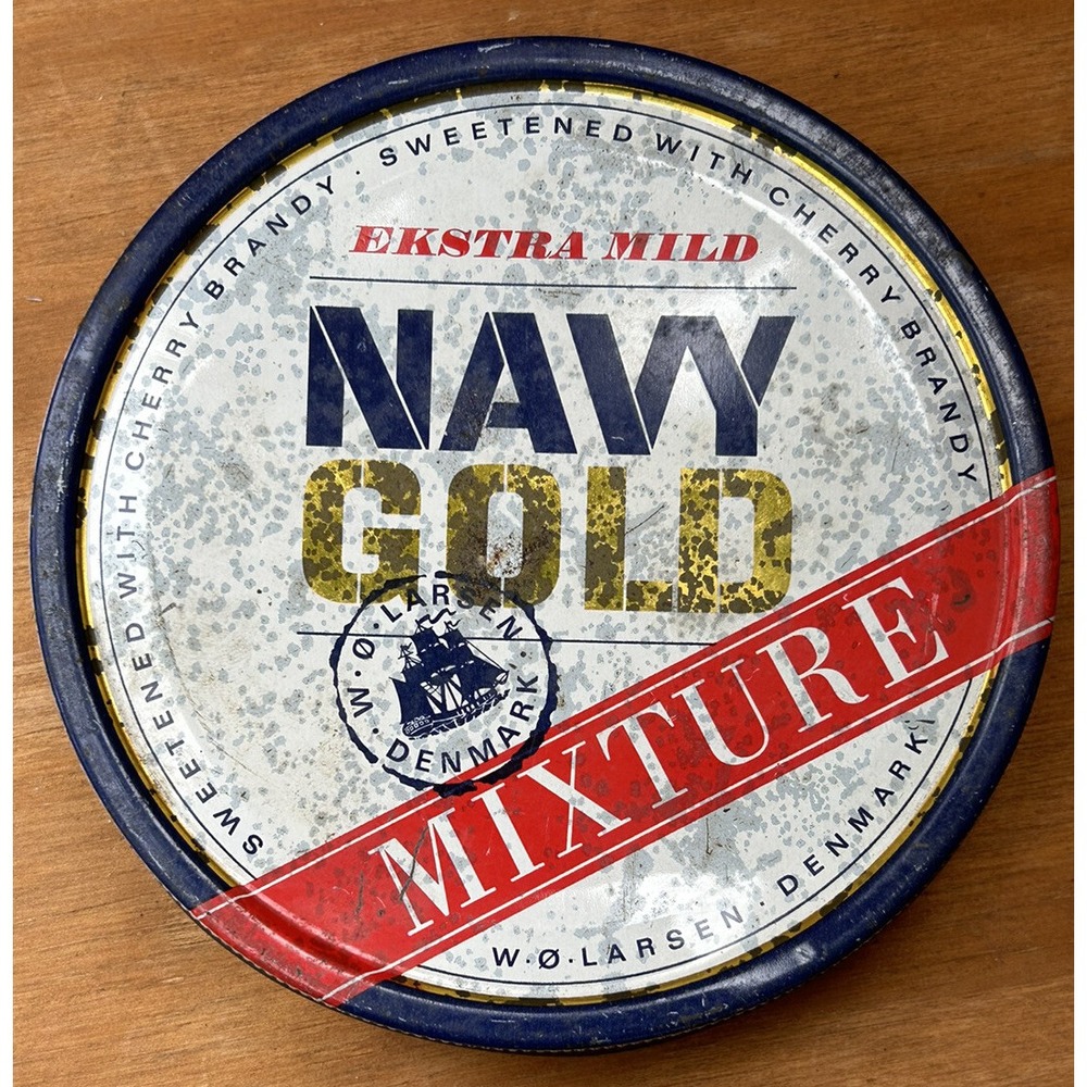 Navy Gold Cherry Brandy Ekstra Mild Cigarettes Metal Tin Tobacco Rare Vintage